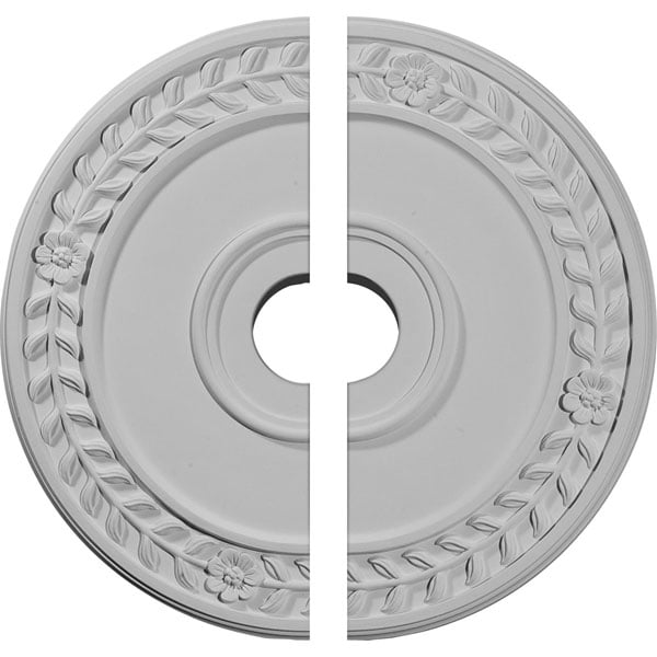 21 1/8"OD x 3 5/8"ID x 7/8"P Wreath Ceiling Medallion, Two Piece (Fits Canopies up to 6")