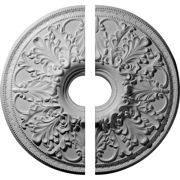 23 7/8"OD x 4"ID x 2 1/8"P Ashley Ceiling Medallion, Two Piece (Fits Canopies up to 4 3/4")