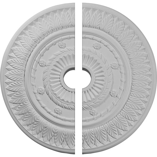 26 3/4"OD x 3 5/8"ID x 1 1/8"P Leaf Ceiling Medallion, Two Piece (Fits Canopies up to 3 5/8")