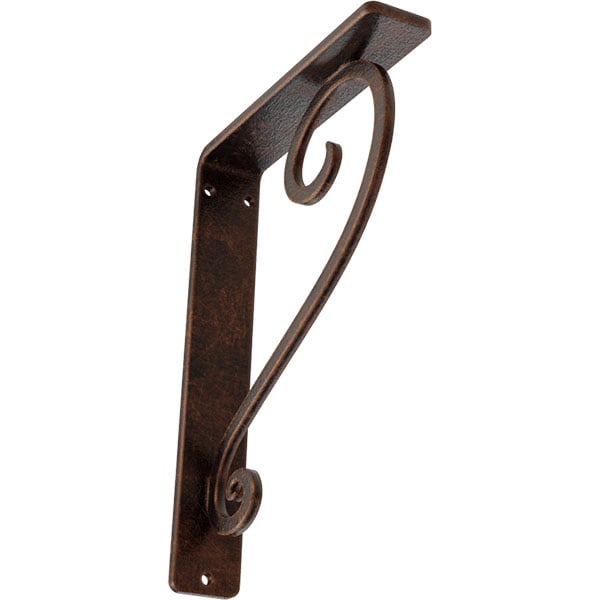 1 1/2"W x 5 1/2"D x 8"H Edwards Wrought Iron Bracket, (Single center brace), Antiqued Copper