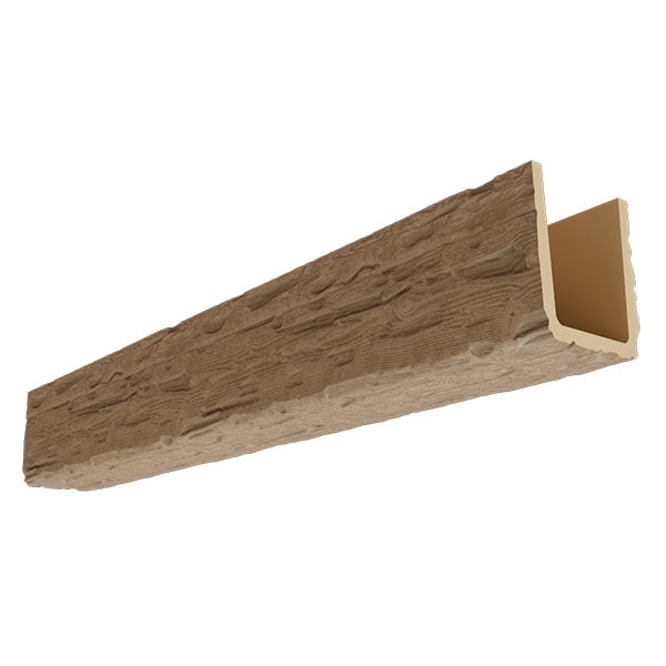 5 1/2"W x 5 1/2"H x 192"L 3-Sided (U-Beam) Salvaged Timber HeritageTimber Faux Wood Ceiling Beam, Natural White Oak