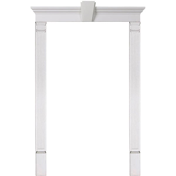 Door Trim Kit with 6"H Crosshead w/Deco Keystone & 5"W Fluted Pilasters(Can be trimmed to fit any door 78-90 inches tall)
