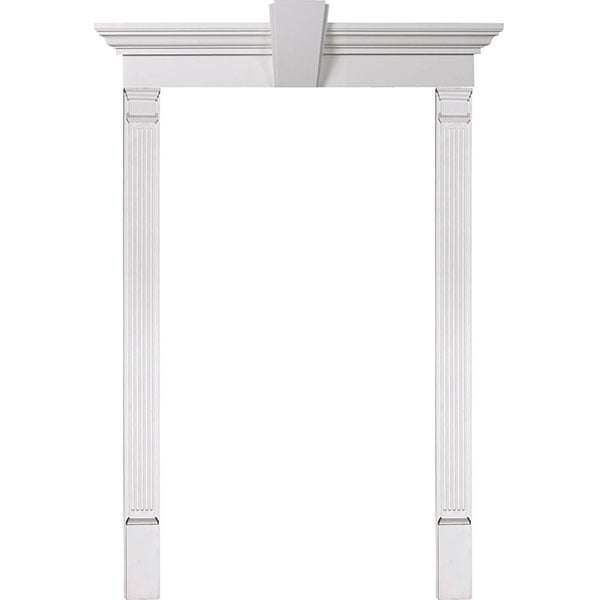 Door Trim Kit with 9"H Crosshead w/Deco Keystone & 5"W Fluted Pilasters(Can be trimmed to fit any door 78-90 inches tall)