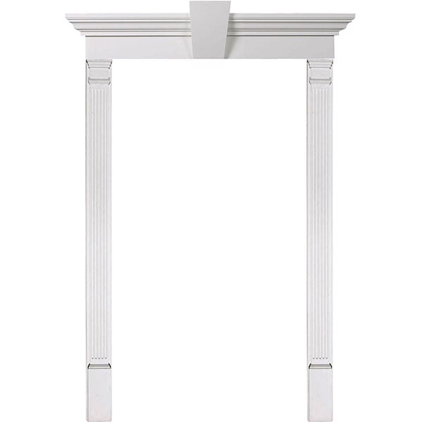 Door Trim Kit with 9"H Crosshead w/Flat Keystone & 5"W Fluted Pilasters(Can be trimmed to fit any door 78-90 inches tall)
