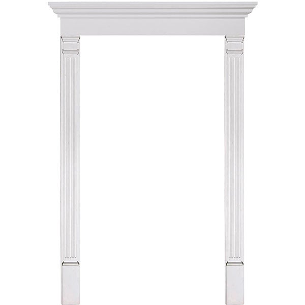 Door Trim Kit with 9"H Crosshead & 5"W Fluted Pilasters(Can be trimmed to fit any door 78-90 inches tall)