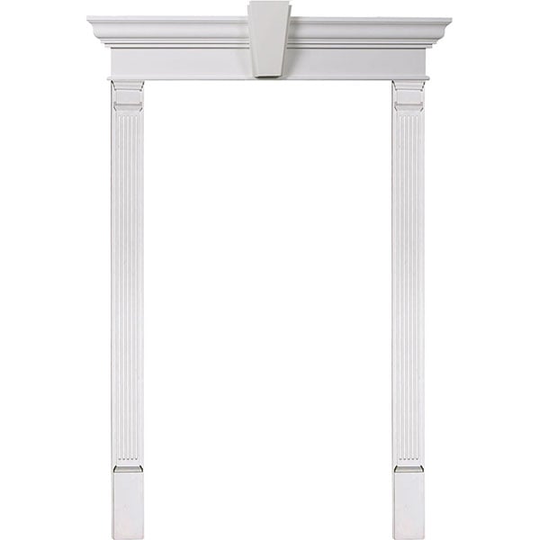 Door Trim Kit with 12"H Crosshead w/Deco Keystone & 5"W Fluted Pilasters(Can be trimmed to fit any door 75-87 inches tall)