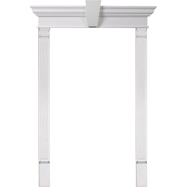 Door Trim Kit with 12"H Crosshead w/Flat Keystone & 5"W Fluted Pilasters(Can be trimmed to fit any door 78-90 inches tall)