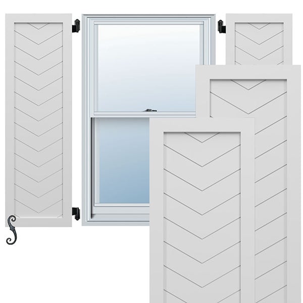 EnduraCore Composite, Single Panel Chevron Modern Style Shutters (Per Pair - Hardware Not Included)