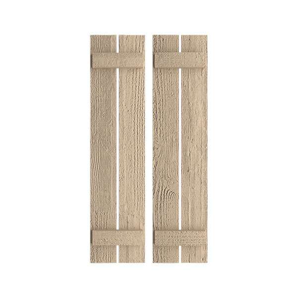 Ekena Millwork FBS06S12X038RUF Rustic Two Spaced Board-n-Batten Faux Wood Shutters 12W x 38H Primed 