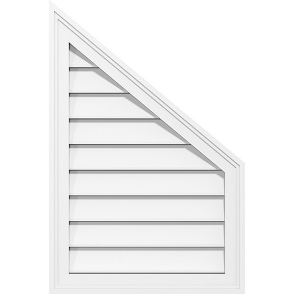 Half Peaked Top Right Surface Mount PVC Gable Vent Brickmould Frame