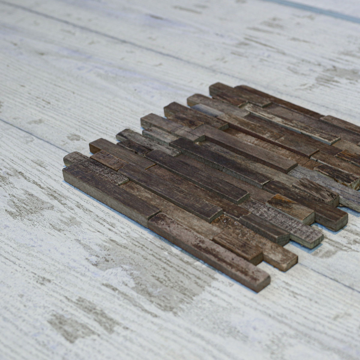 Authentic Reclaimed Boat Wood Mosaic Wall Tiles - 11 7/8" X 11 7/8" Natural Rustic Panels For Feature Walls, DIY Accents - View #6