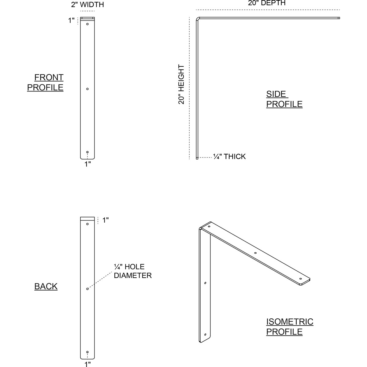 Ekena Millwork Legacy 2" W X 20" D X 20" H Unfinished Steel