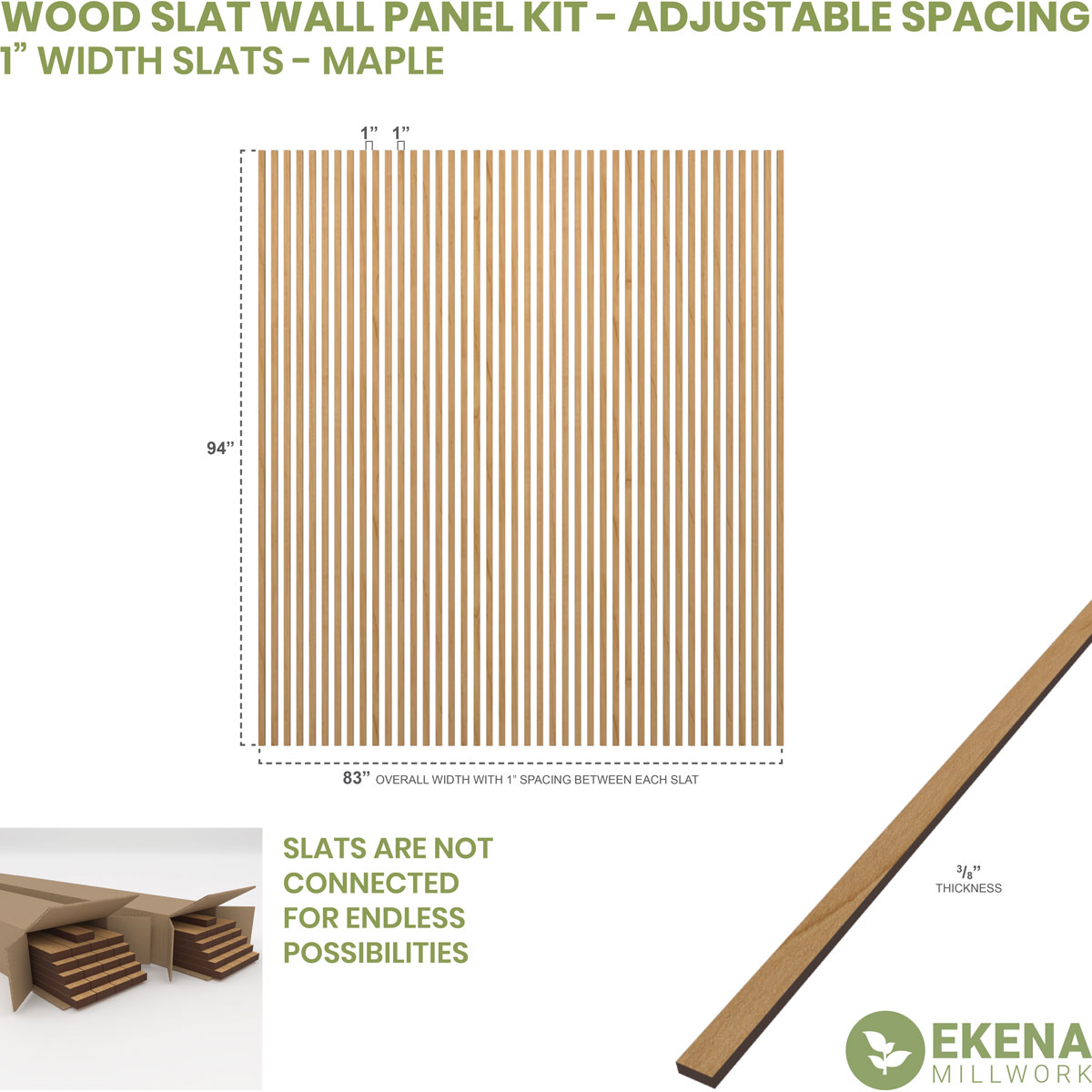 Designer Series Adjustable Wood Slat Wall Panel Kit w/ 1