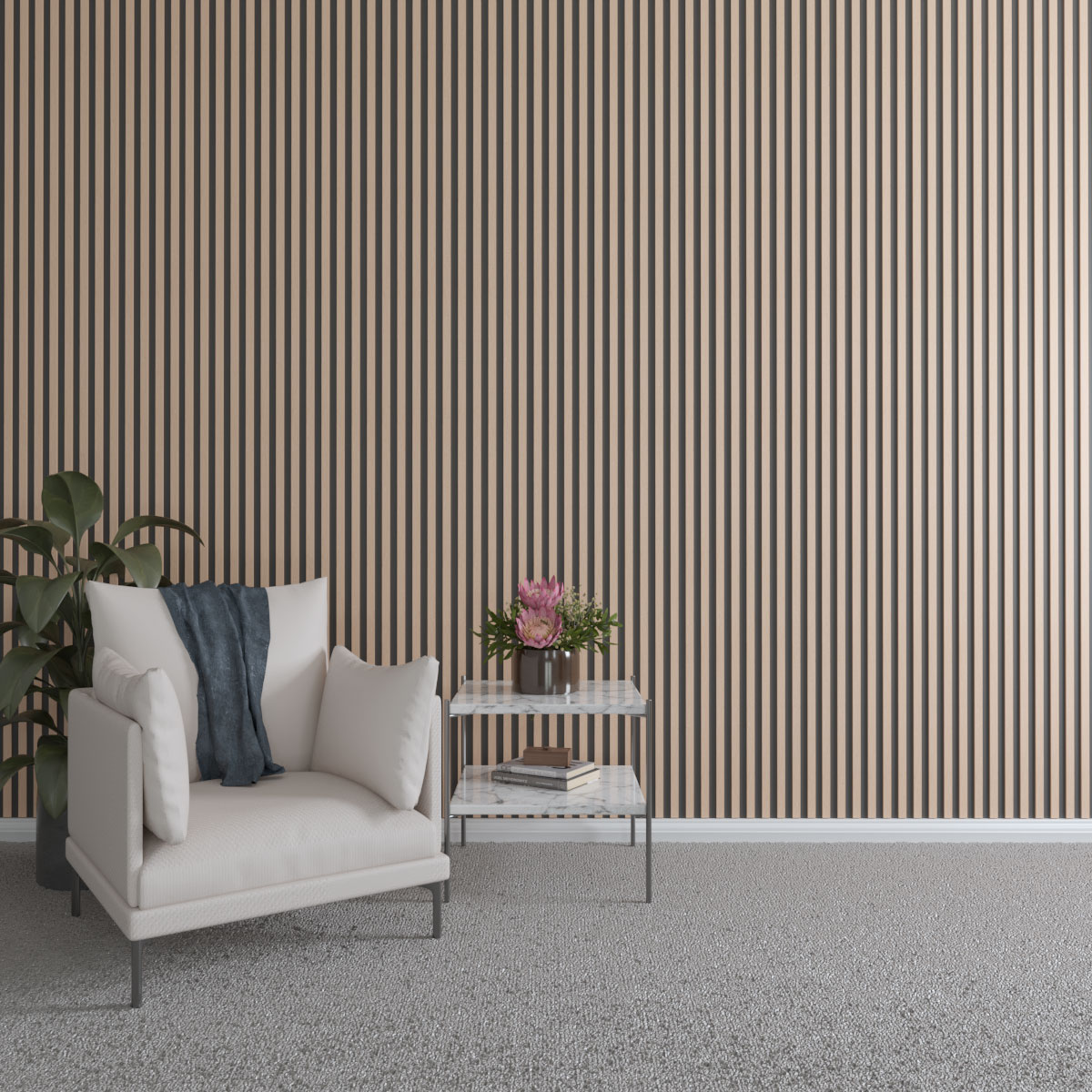 Designer Series Adjustable Wood Slat Wall Panel Kit w/ 1