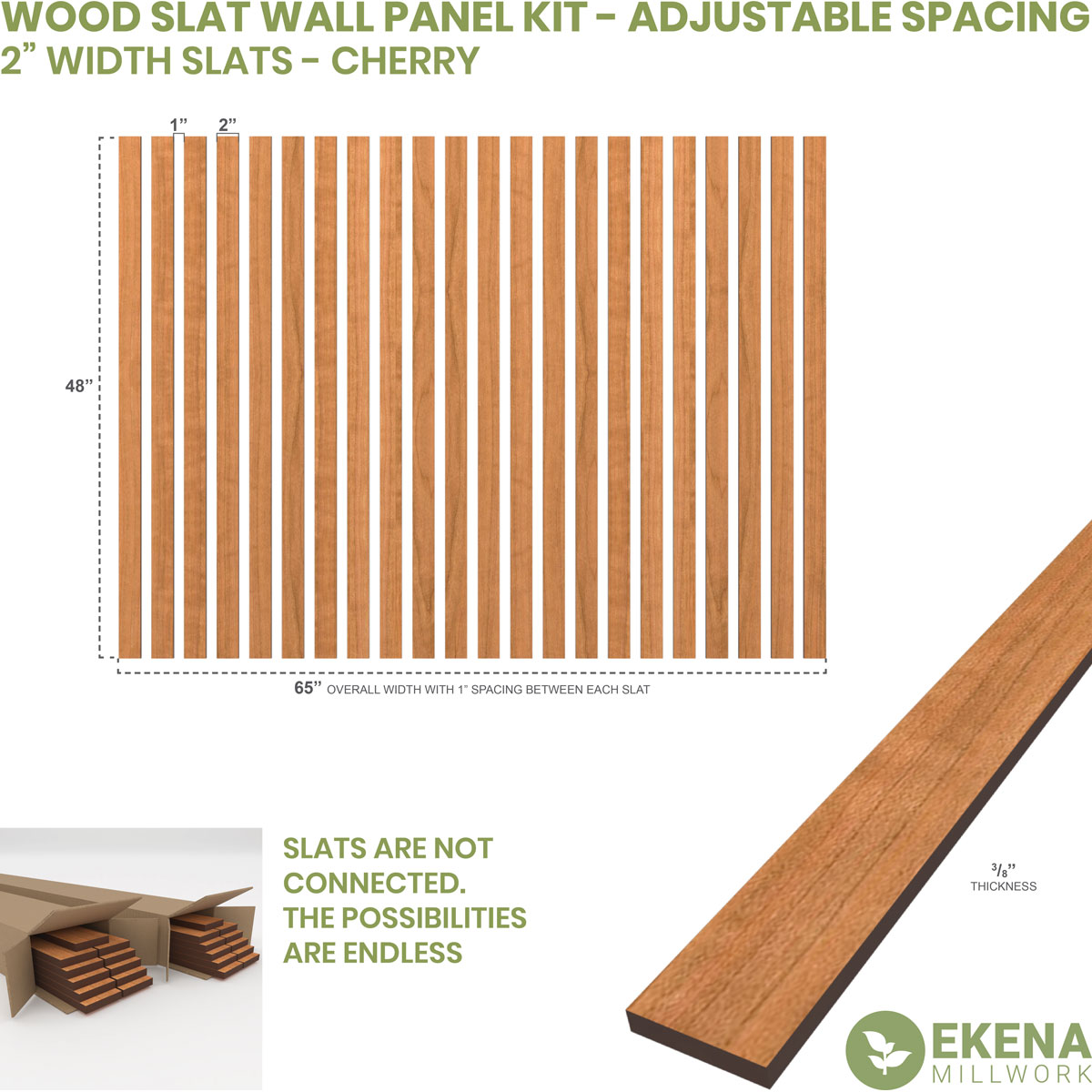 Designer Series Adjustable Wood Slat Wall Panel Kit w/ 2