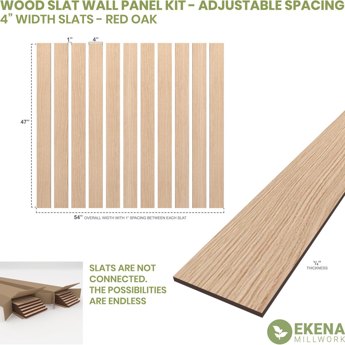 Designer Series Adjustable Wood Slat Wall Panel Kit w/ 4