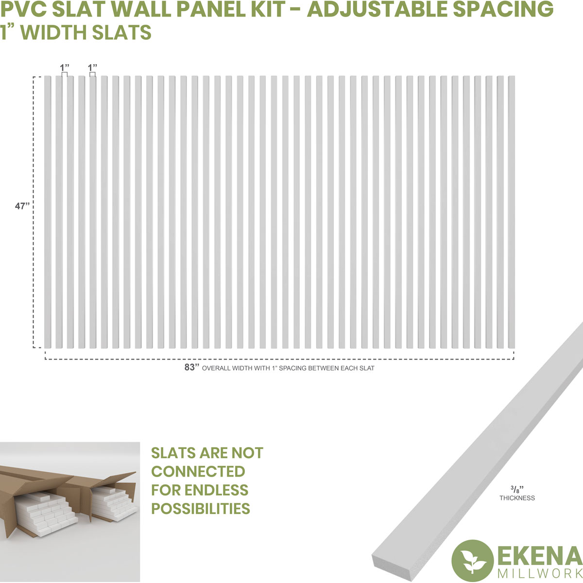 Designer Series Adjustable PVC Slat Wall Panel Kit w/ 1
