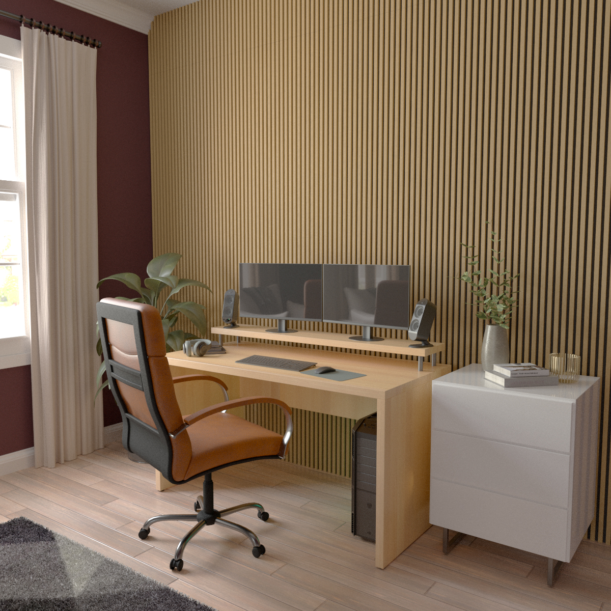 AcoustixPro Noise Cancelling Traditional Small Slat Wall Panel 11