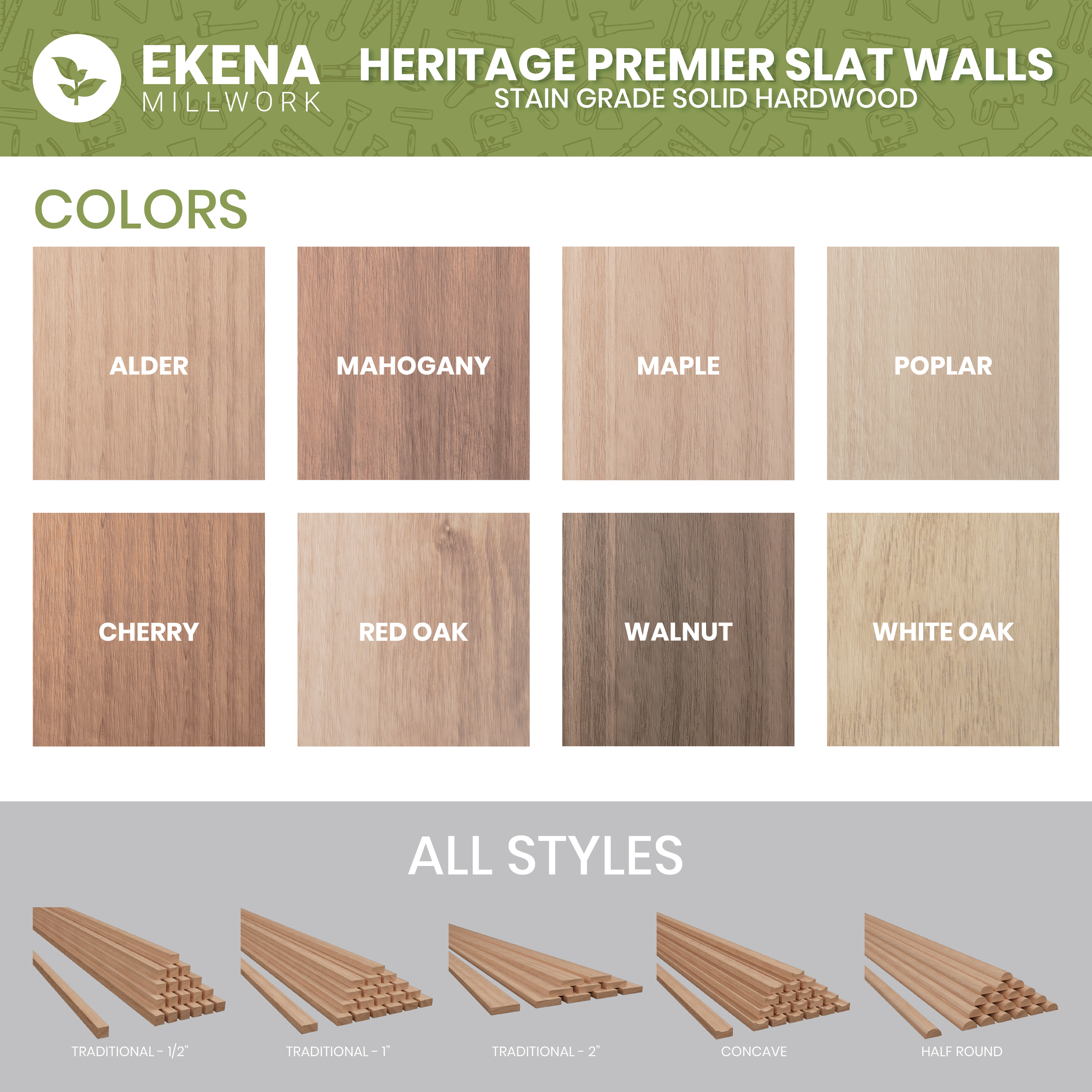 AmeriCraft Traditional Stain Grade Solid Hardwood Adjustable Slat
