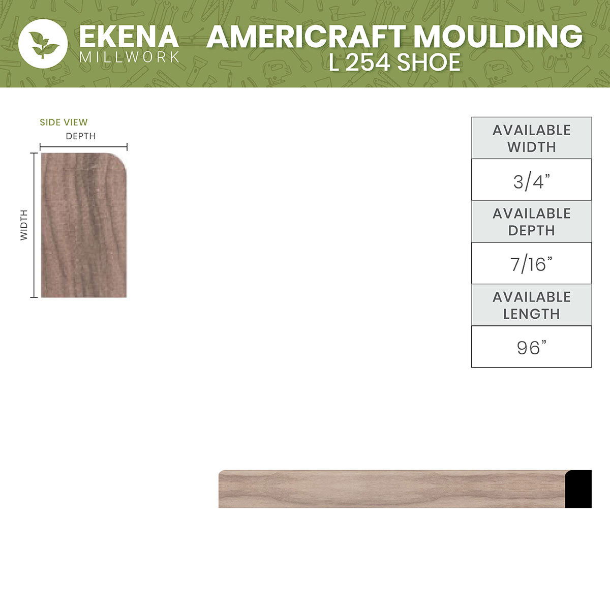 SAMPLE - WM881 - Americraft Shoe Moulding, 7/16