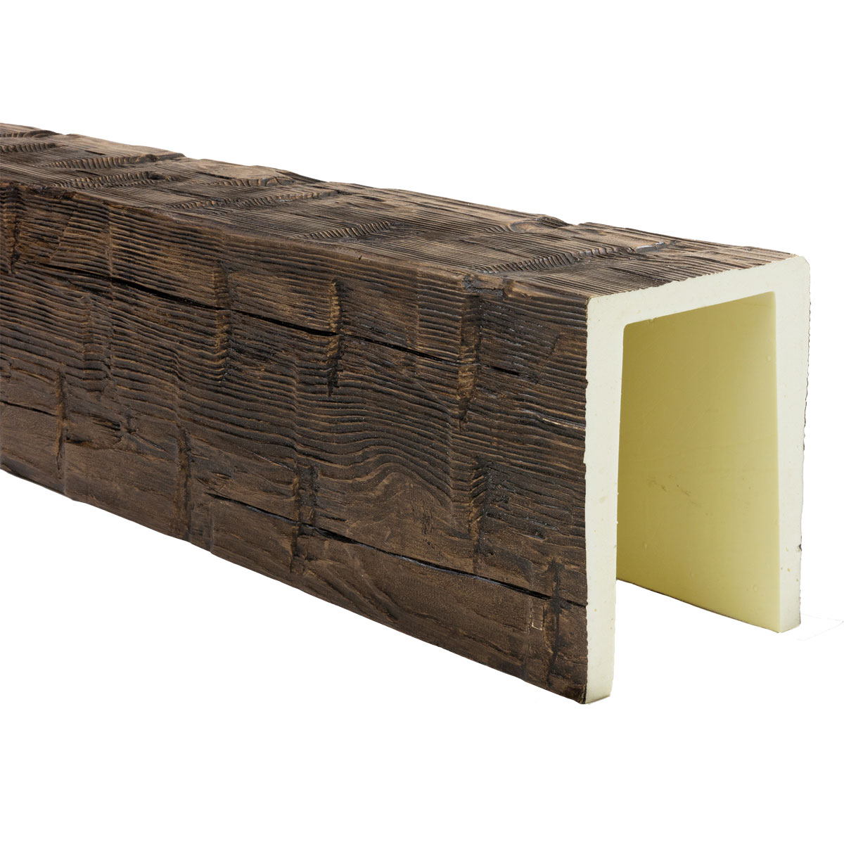 Heritage Timber Reclaimed Axed Cut Faux Wood Beam, 3-Sided (U-Beam