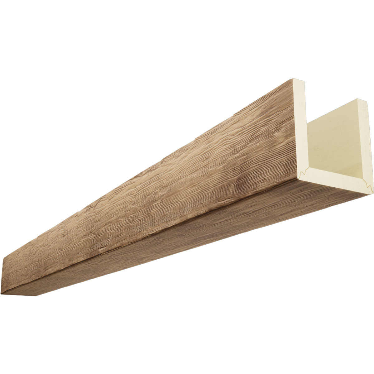 Timberthane Rough Sawn Faux Wood Beam, 3-Sided (U-beam), 6