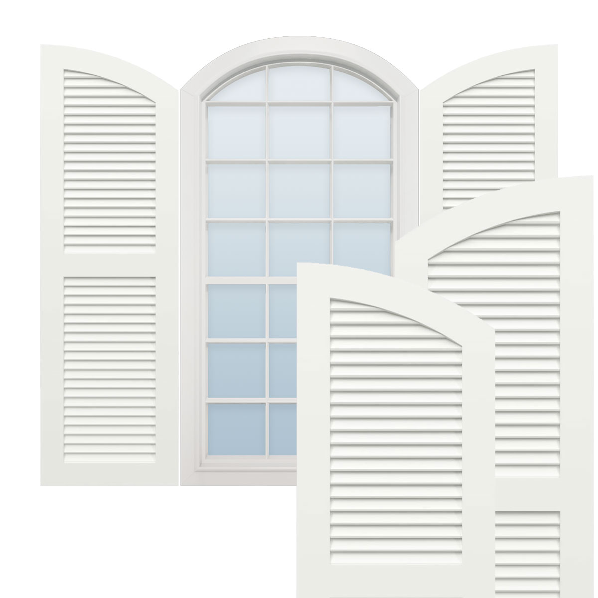 御簾　213×224 True Fit PVC Elliptical Top Louver Shutters (Per Pair) - Ekena